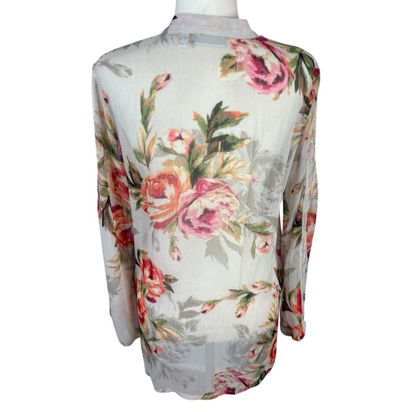 Susan Graver Lightweight Floral V-Neck Blouse Size S - Picture 6 of 8